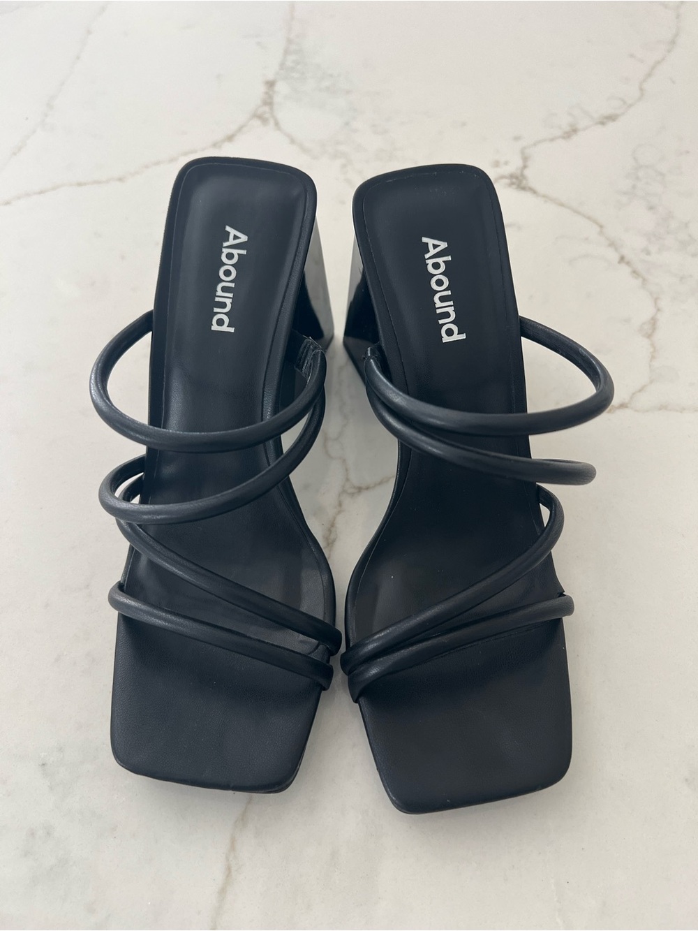 Abound Austyn Strappy Sandals Womens 6.5 Black Square Toe Block Heel Nordstrom